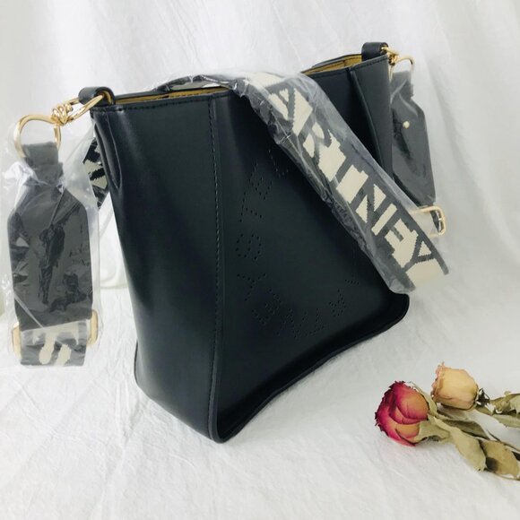 New Stella McCartney Logo Crossbody Bag Black-Authentic - Picture 3 of 11